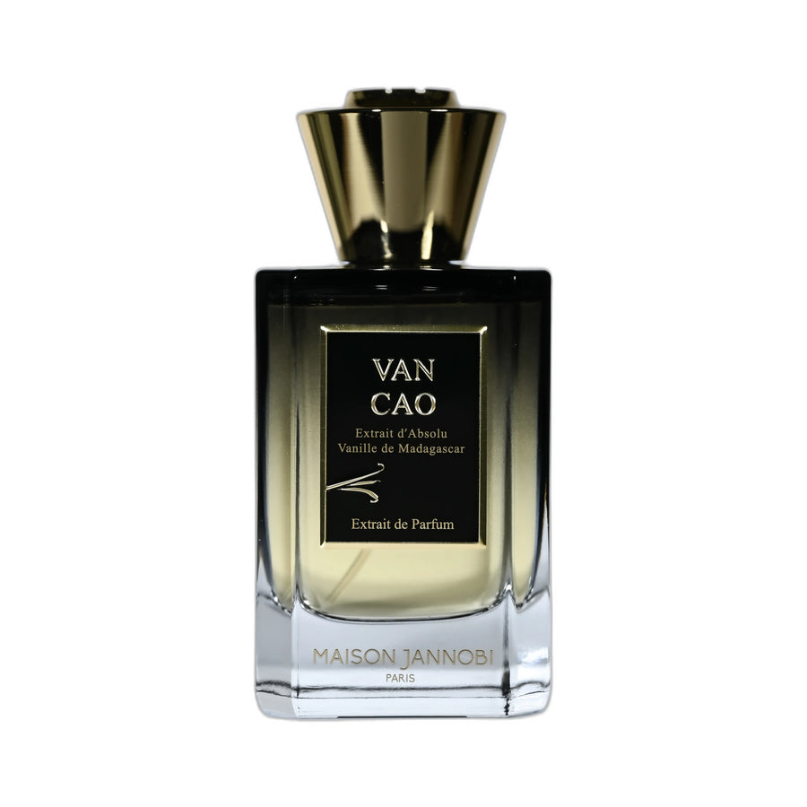 MAISON JANNOBI Van Cao Extrait de Parfum 100 ml — flacon carré noir et or sur fond blanc, gourmand vanillé, parfumerie française