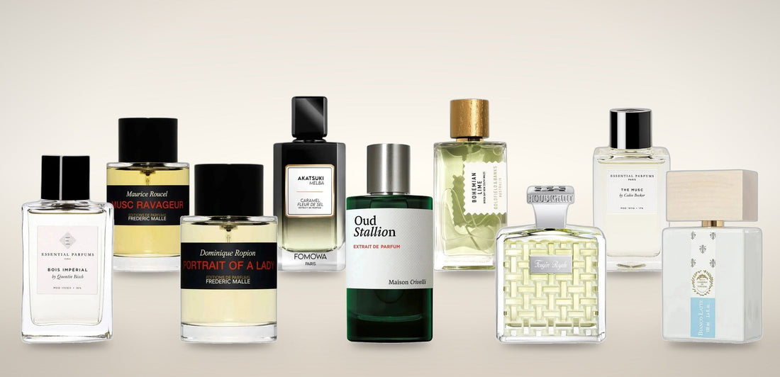 Un parfum par famille olfactive : Bois Impérial (boisé), Musc Ravageur (ambré), Portrait of a Lady (floral), Akatsuki Melba (fruité), Oud Stallion (cuiré), Bohemian Lime (hespéridé), Fougère Royale (aromatique), The Musc (musqué), Bianco Latte (gourmand).