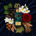 Ahi Pō AB Signature Paris — pyramide olfactive Cassis Cardamome Cuir Fleurs blanches Rose Ambre Patchouli Vétiver velours bleu nuit