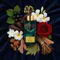 Ahi Pō AB Signature Paris — pyramide olfactive Cassis Cardamome Cuir Fleurs blanches Rose Ambre Patchouli Vétiver velours bleu nuit