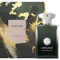 AMOUAGE Purpose 50 Extrait de Parfum 100ml — flacon vert devant son coffret vert et or, boisé épicé, parfum niche Oman