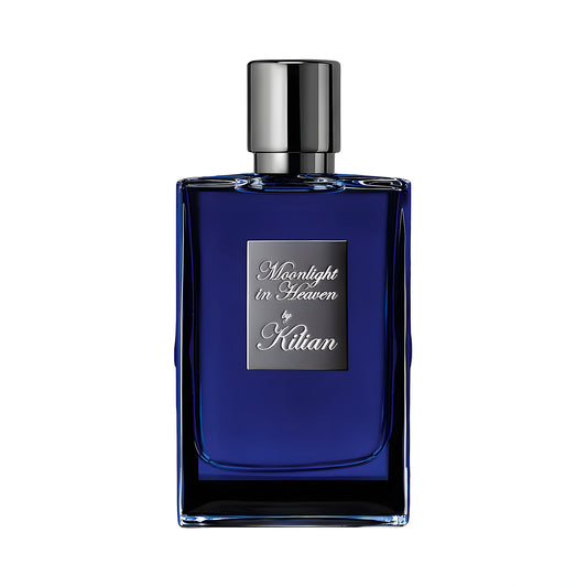 By Kilian Moonlight in Heaven Eau de Parfum 50ml — flacon bleu profond plaque gunmetal, hespéridé fruité tropical, parfum niche France