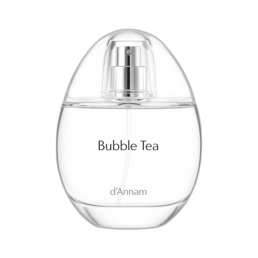 D'ANNAM Bubble Tea Eau de Parfum 50 ml — flacon ovoïde en verre transparent sur fond blanc, gourmand lacté, parfum niche du Vietnam