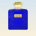 HOUBIGANT Néroli Bleu Eau de Parfum Extrême 100ml — flacon bleu cobalt sur fond éditorial Côte d'Azur au matin, lumière dorée, parfum hespéridé floral