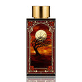 Oro Rojo AB Signature Paris — verso flacon bordeaux scène coucher soleil Antsiranana cadre or art nouveau