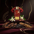 Oro Rojo AB Signature Paris — pyramide olfactive Cerise Safran Fleur d'oranger Cacao Oud Vétiver Vanille velours bordeaux