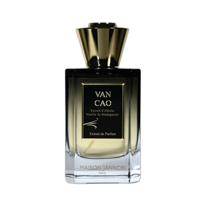 MAISON JANNOBI Van Cao Extrait de Parfum 100 ml — flacon carré noir et or sur fond blanc, gourmand vanillé, parfumerie française